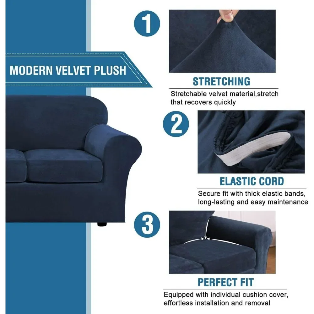 Velvet Armchair Slipcover, Navy